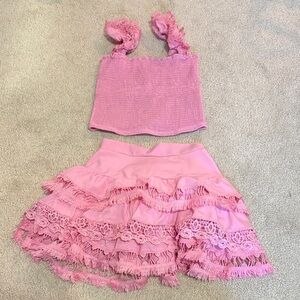 Peixoto Girls Pink Ruffled Two-Piece Set- Small 6/7